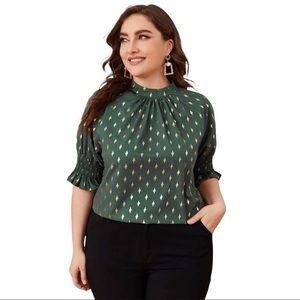 SOLD! NWOT Printed Shirred Cuff Blouse